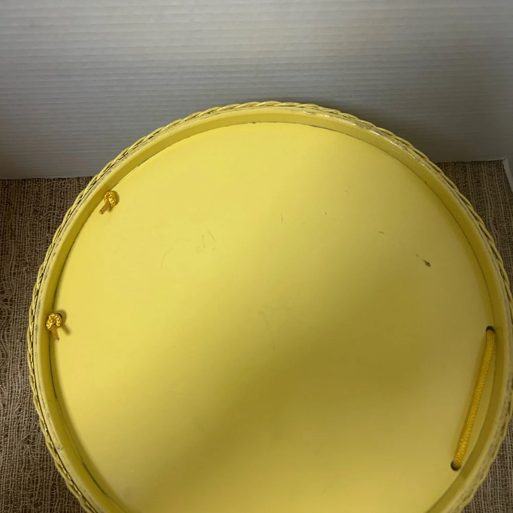 Princess Brand Vintage Round Yellow Wicker Sewing Basket 1940’s - 1950’s. EUC
